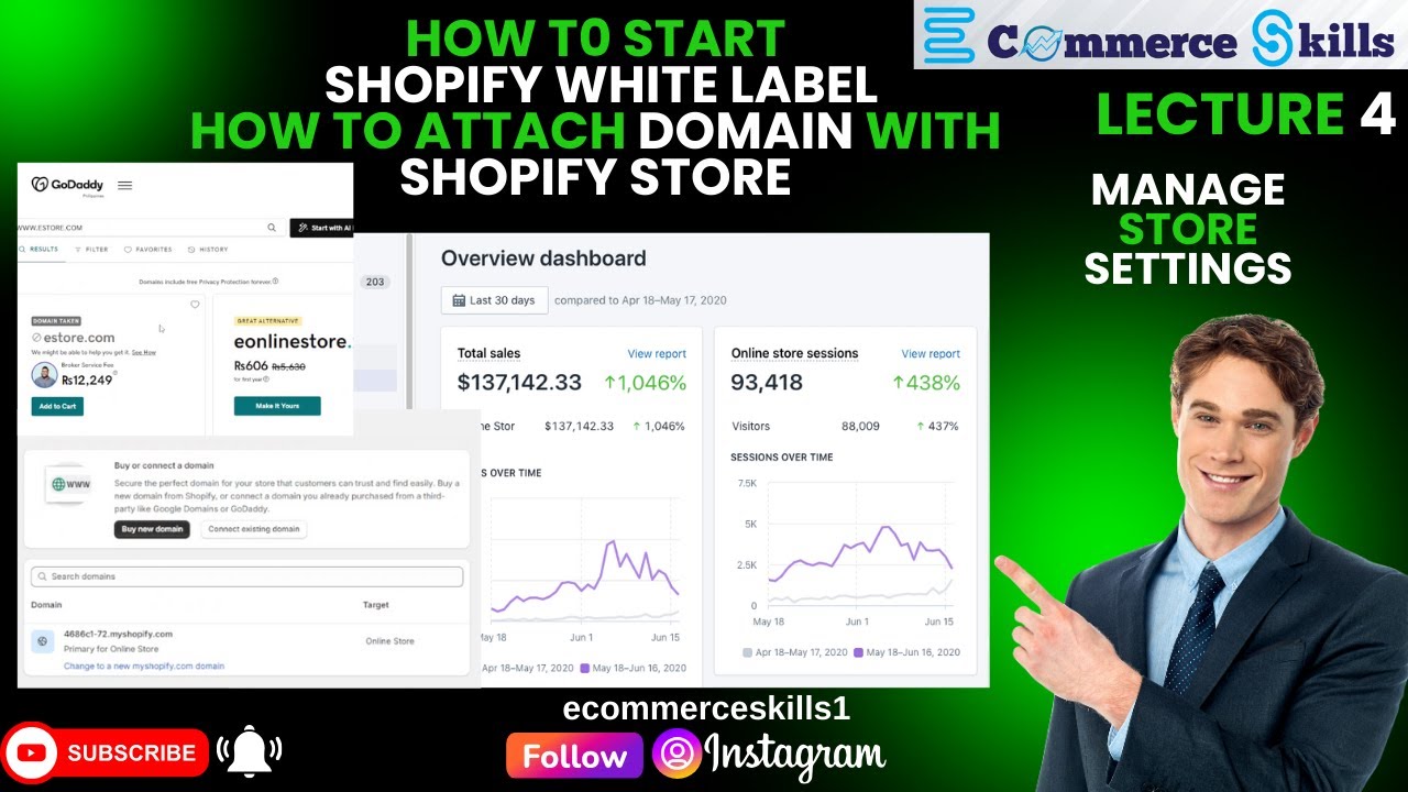 How To Start Shopify White Label Lecture 4 | How To Attach Domain With Shopify Store | All Settings